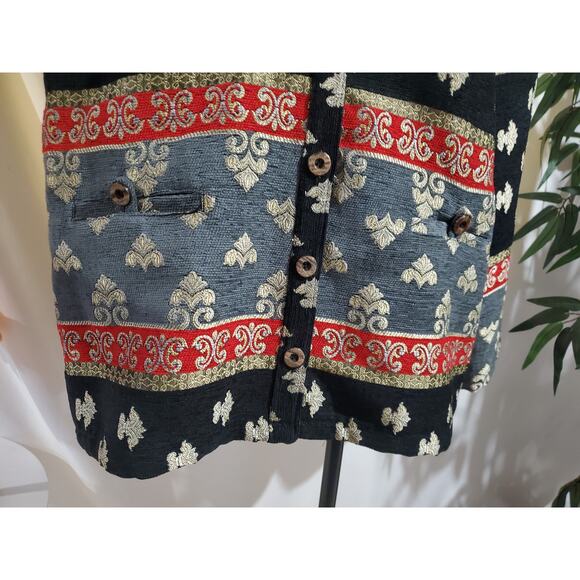 Vtg Sag Harbor Embroidered Tapestry Brocade Button Jacket Plus Size 18 Woven - Picture 6 of 10